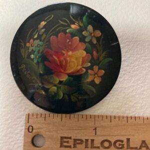 Handpainted Wood Floral Pin